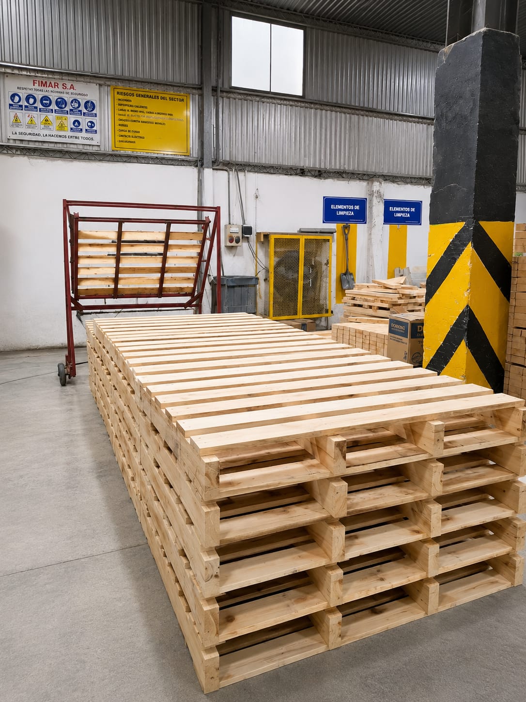 Pallets recién fabricados en planta Recupallets