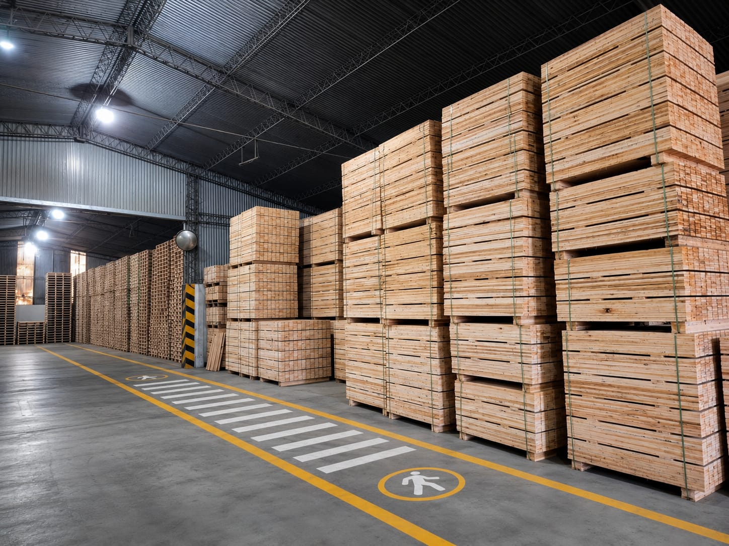 Materia prima — madera certificada en depósito